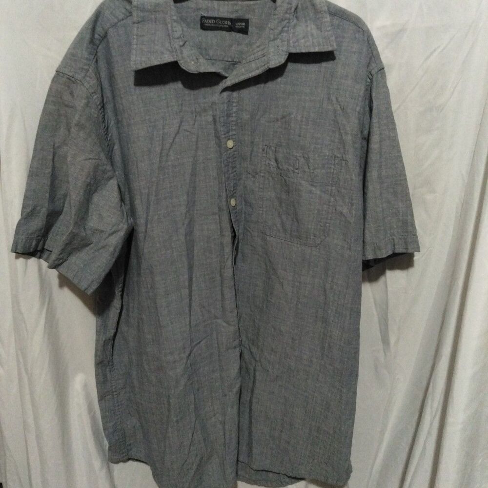 Faded Glory Mens Shirt Large (42-44)  Blue  Button Up